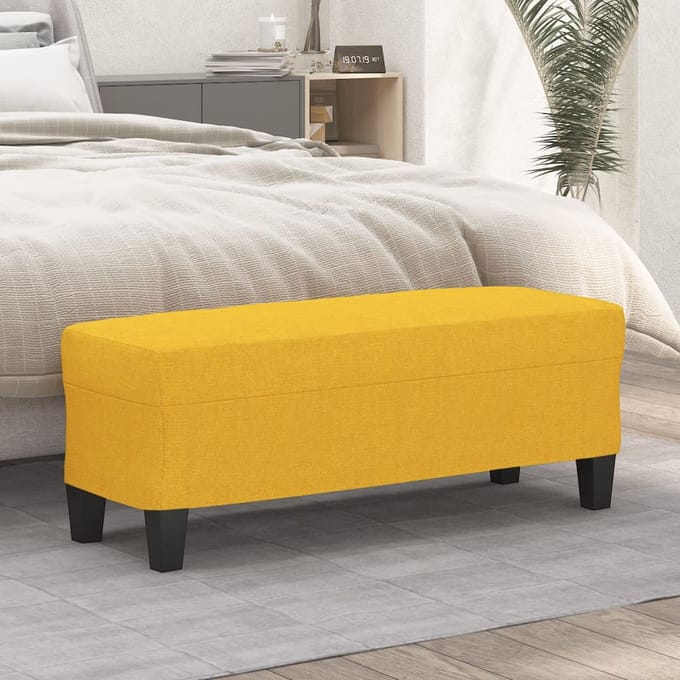 vidaXL - Bankje - 100x35x41 - cm - stof - lichtgeel