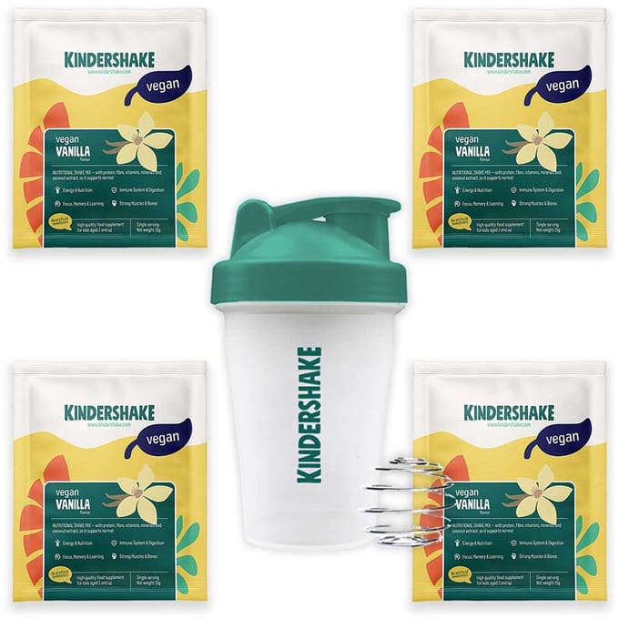 Kindershake Vegan - Proefpakket 8 zakjes + Shakebeker