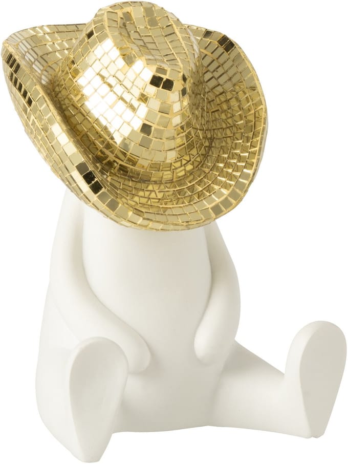 J-Line decoratie Cowboy Mozaïek - polyresin - wit/goud