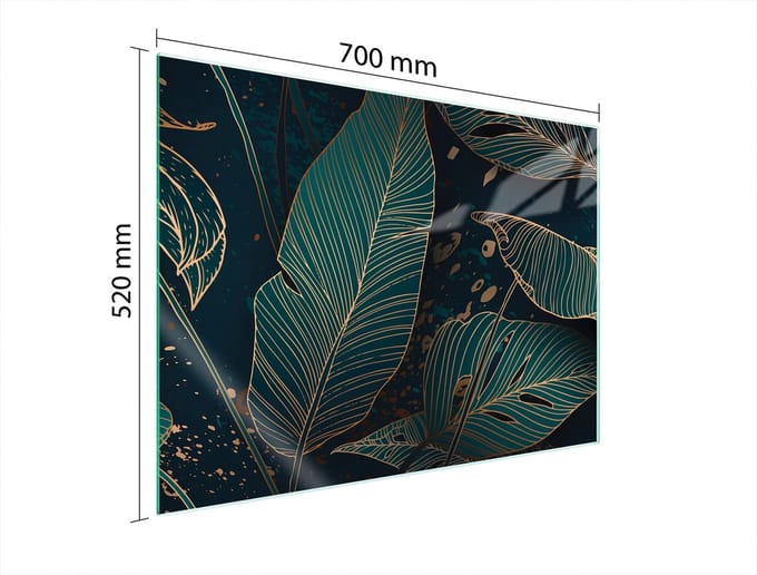 TMK ArtDeko - Glas Beschermplaat - 70x52cm - Bladmotief - Hittebestendig