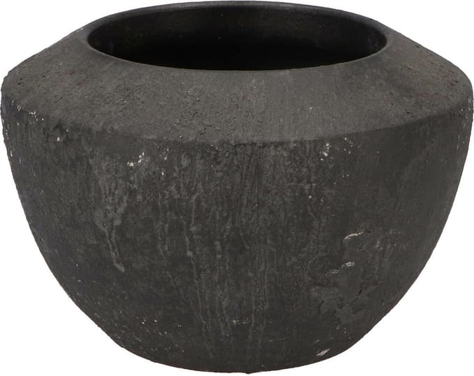DK Design Bloempot model Maya - verweerd zwart - D20 x H13 cm - rustiek