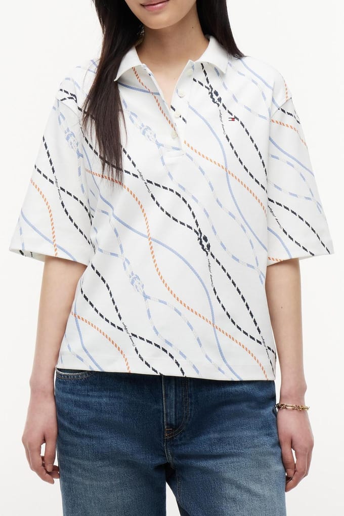 Tommy Hilfiger Interlock Relaxed Ss Polo Multi Color Rope Größe: S | Poloshirts Outlet | Damen