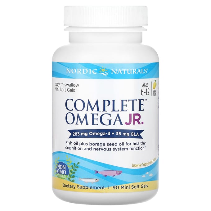 Nordic Naturals, Complete Omega Junior, Leeftijden 6-12, Citroen, 283mg, 90 Mini Softgels