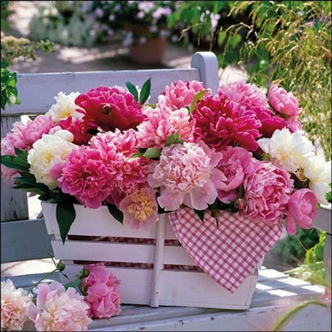Lunch Servetten - Peonies In Basket