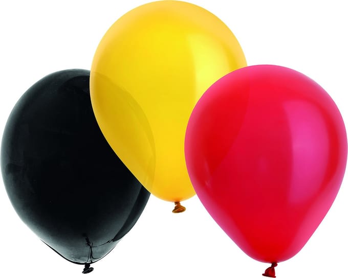 Ballonnen Zwart-Geel-Rood 23cm - 50 stuks