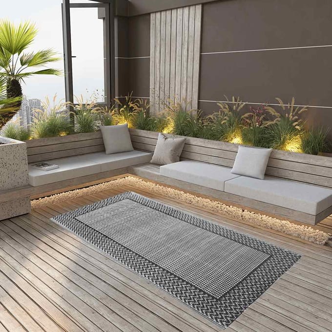 vidaXL - Buitenkleed - ARAKIL - 120x180 - cm - PP - grijs
