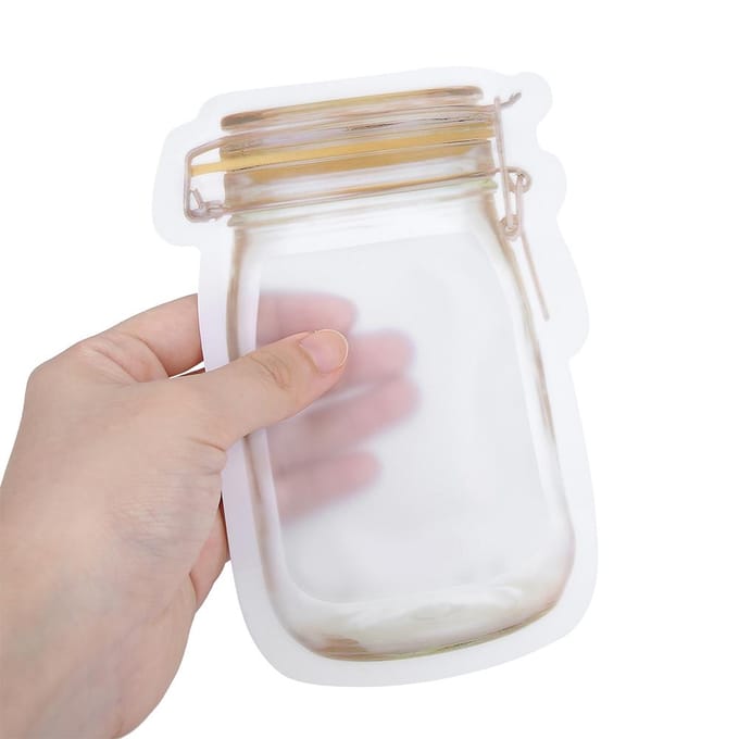 10 stuks/Set Multifunctionele Draagbare Transparante Flespatroon Afsluitbare Bewaartas voor Snacks white