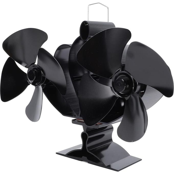 8 Bladen Houtkachelventilator Aluminiumlegering Stil Efficiënt Warmteaangedreven Haardventilator met Magneet black