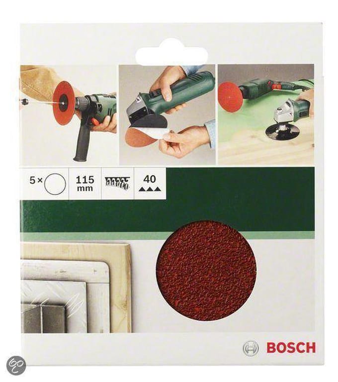 Bosch 5-delige schuurbladset voor boormachine 125 mm ongeperforeerd - korrel 80
