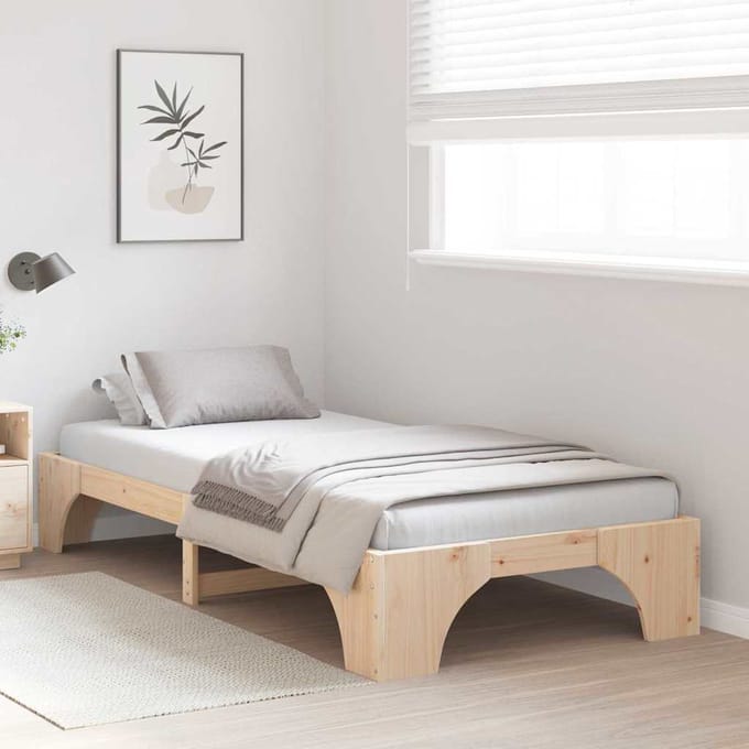 vidaXL - Bedframe - Naturel - 100 - x - 200 - cm - Massief - grenenhout