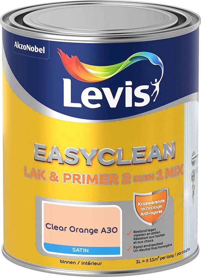 Levis - Easyclean Lak & Primer 2-In-1 Mix - Clear Orange A30 - Mengverf - 1 L