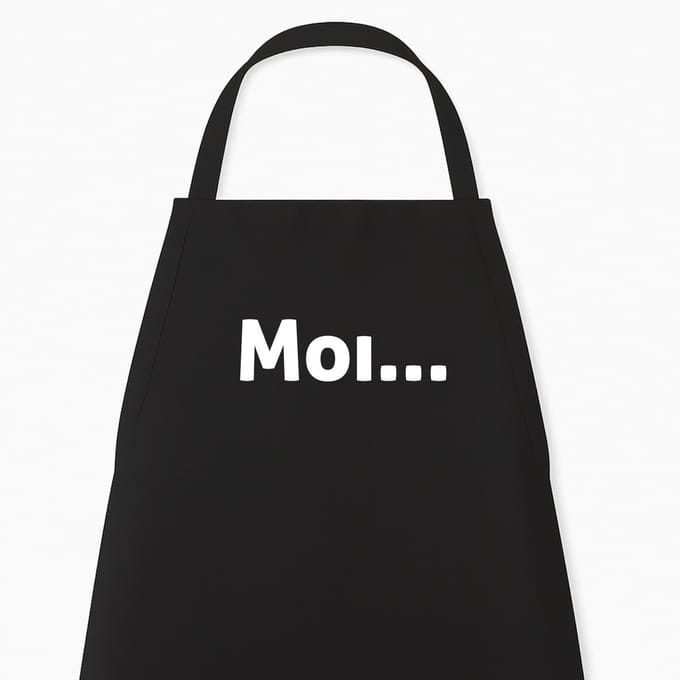 Keukenschort “Moi?” Wit | Grappig & Origineel Cadeau | Humor