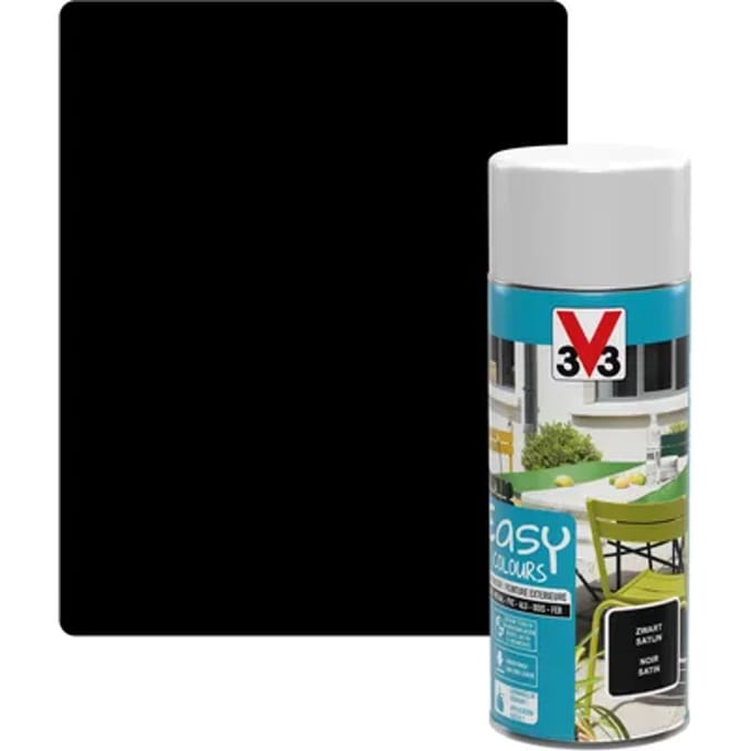 V33 Buitenverf Spuitbus Easy Colours Zwart 400ml