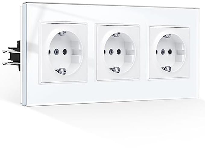 Driegangs Aansluiting met Klauwen en Gehard Glazen Paneel - Geaard 16A 250V
