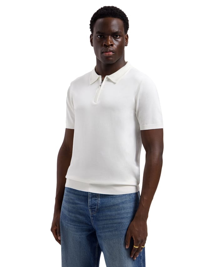 Pure Path Knitted Half-Zip Polo Faded Off-White (26010810 - 45)