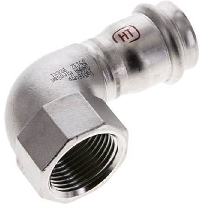 90 graden L-Perskoppeling - 28mm & Rp 1'' Persmof - RVS