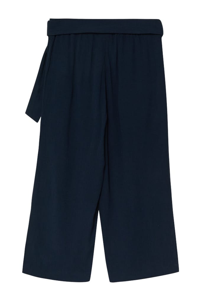 s.Oliver - female - Broek met wijde pijpen van gestructureerde viscose met bindceintuur