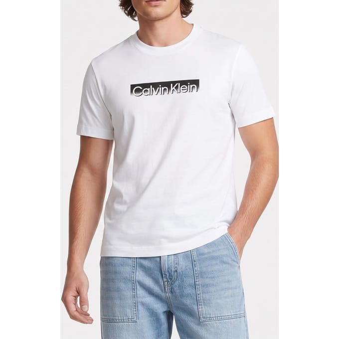 Calvin Klein Ss 20s Tonal Metallic Tee Bright White Taglia: M | Magliette basic Outlet | Uomo | Bianco