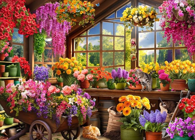 Bluebird Puzzle legpuzzel Potting Shed - 500 stukjes kleurrijk speelgoed.