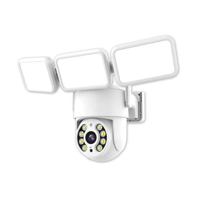 Caméra Moniteur Sans Fil 2K avec Lumière d'Appoint 3MP Support Mural Caméra WiFi Intelligente Étanche IP66 Couleur US Plug