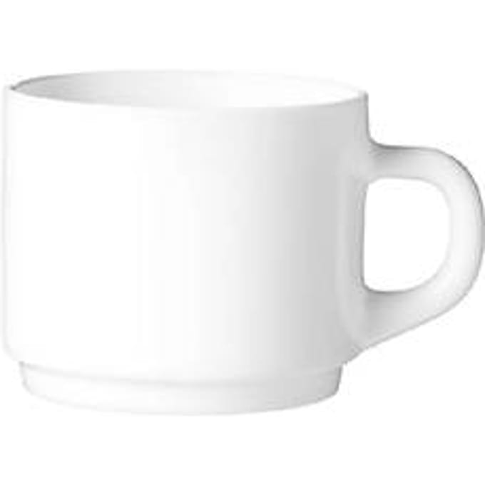 Arcoroc Everyday koffiekop 0,22 l gehard glas, wit, stapelbaar, H 65 mm - modern & robuust, set van 6