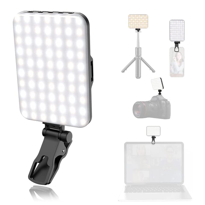 Lampe de poche à LED pour vidéoconférence, pour ordinateur, tablette, téléphone portable, appareil photo reflex numérique noir