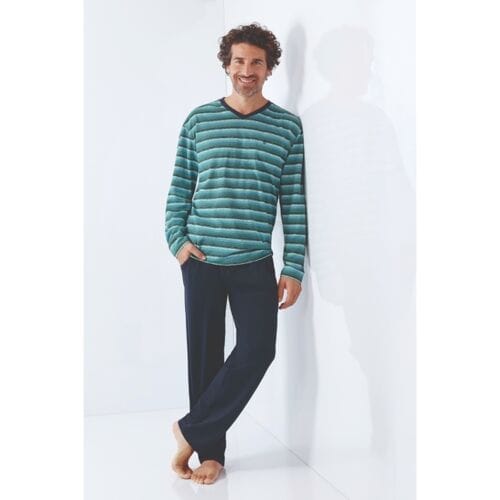Klima-komfort heren pyjama pistache Hajo - Groen - Maat - 48
