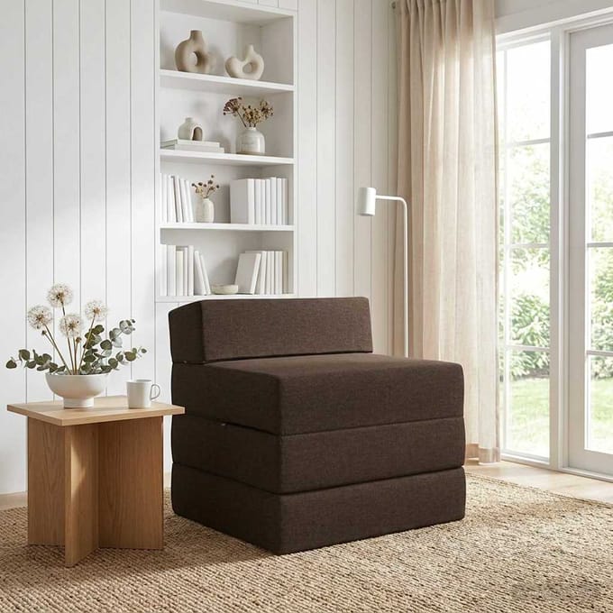 vidaXL - Vouwbare - Sofa - Bed - Taupe - 70 - x - 60 - x - 63 - cm - Stof