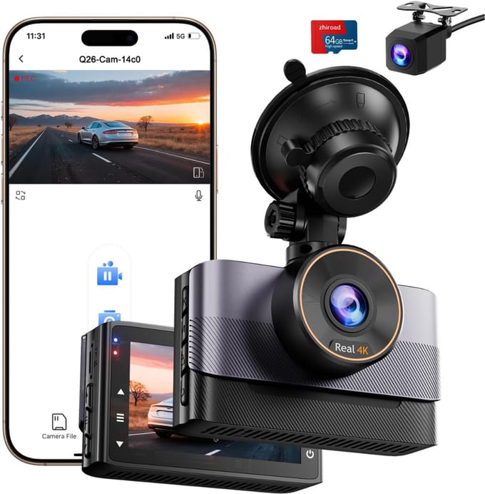 Zyrex® Dashcam Voor en Achter - Dashcam - Dashcam Voor Auto - Zwart - 4cm x 9cm x 6cm