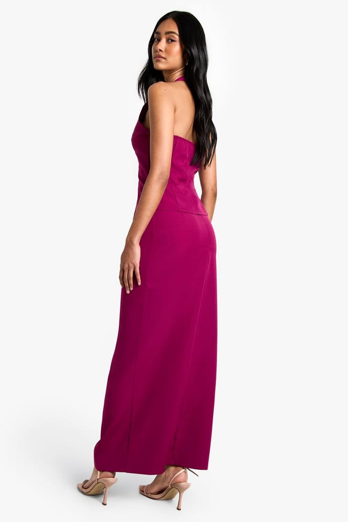 boohoo Dames Woven Tailored Midaxi Rok | Pruim | Maat: 36