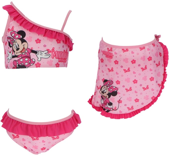Minnie Mouse Bikini met Sarong - Maat 104/110 - Roze - Bikini Meisjes