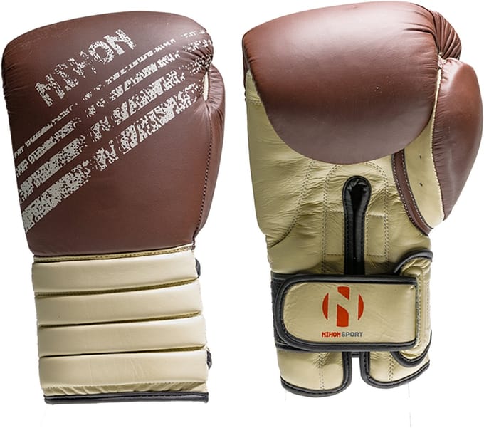 Nihon Bokshandschoen leer Trad KICKBOXPRO leer Bruin (Maat: 10OZ)