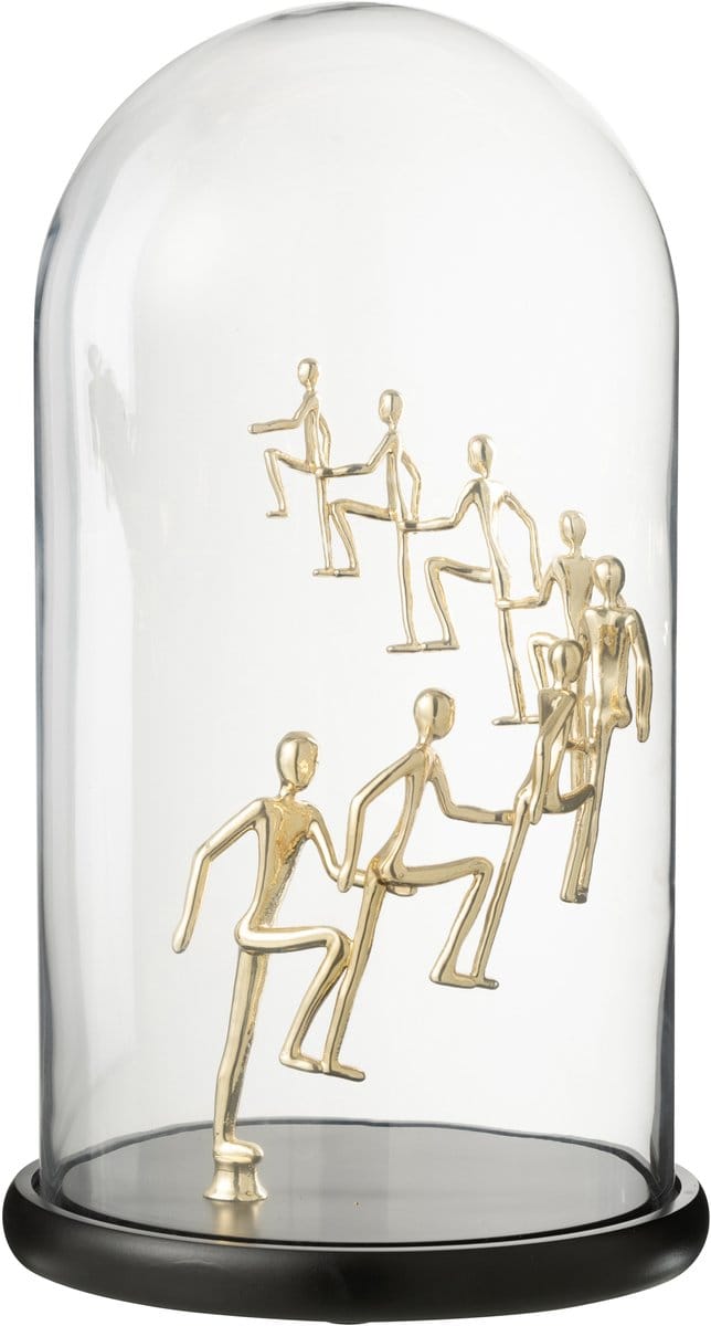 J-Line Decoratieve stolp Klimmende Mensen - glas - goud/zwart