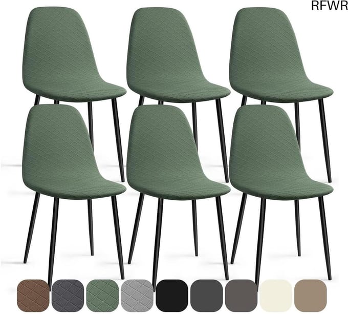 RFWR® Elastische Stoelhoezen 6 Stuks voor Eetstoelen - Wasbare en Afneembare Bekleding