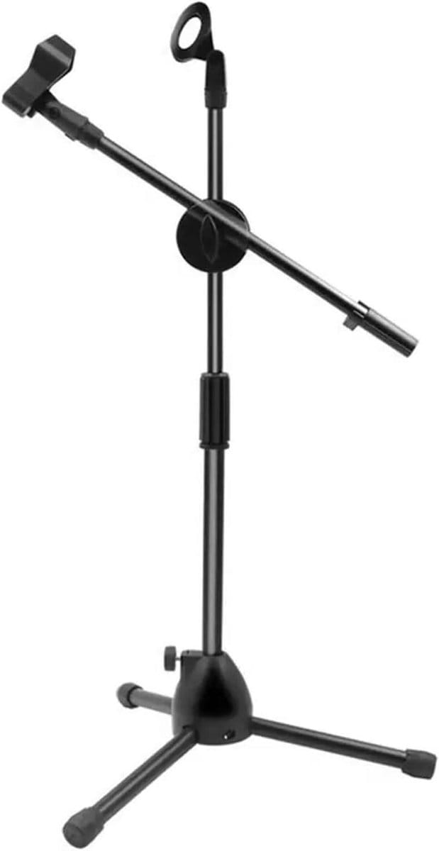 Microfoon Statief - Verstelbare standaard - Podium optredens - Stabiele metalen basis - 47-80cm hoogte - Zwart