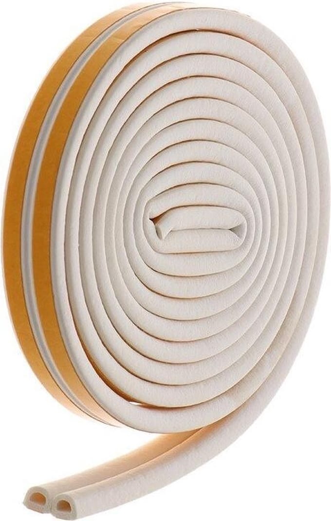 Universele Tochtstrip - Zelfklevende Deurstrip - Waterdicht en windbestendig - Tochtwering - 9MM / 5,5MM - 5 Meter (2x2,5M) - Wit Type D