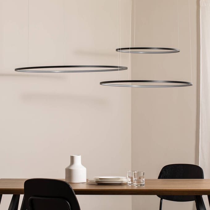 Milagro Lighting LED hanglamp Saturno, zwart, 3-lamps, metaal, 4.000 K