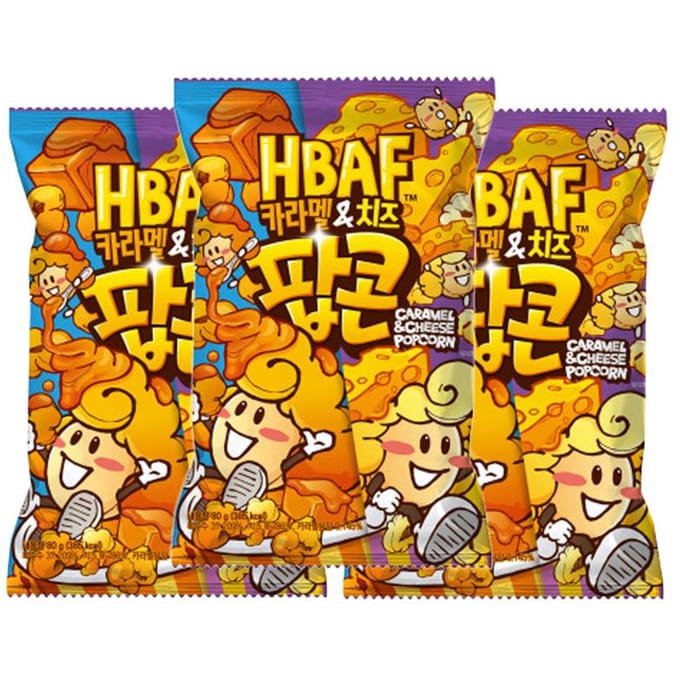 HBAF Gekruide Popcorn 17 Floavors, 80g (18 Opties) Caramel&Cheese x 3PCS