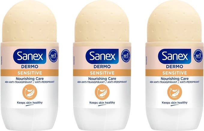 Sanex Dermo Sensitive Deodorant Roller 50 ML - Voordeelverpakking 3 stuks