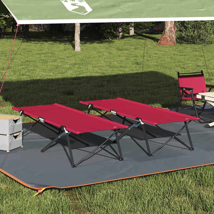 vidaXL - Opvouwbaar - Campingbed - 2 - st - Rood - 206 - x - 76 - x - 74 - cm
