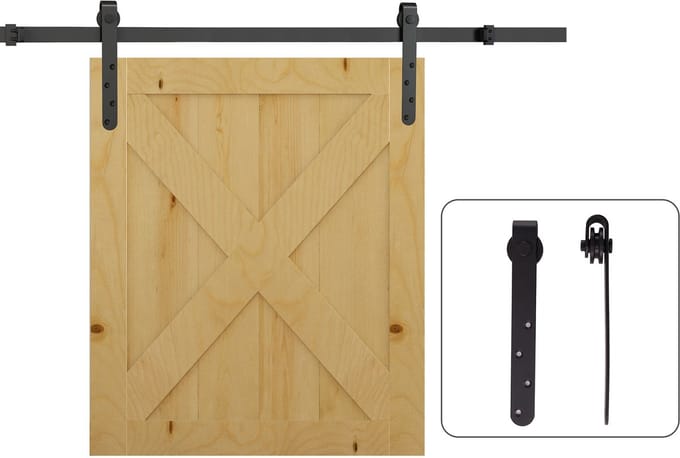 HOMCOM Schuifdeurset Koolstofstaal 180L x 2,5B x 1H cm Zwart