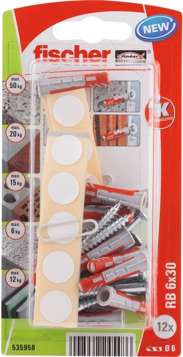 Fischer duopower 6x30 plankbevestiging - inclusief schroeven en stickers
