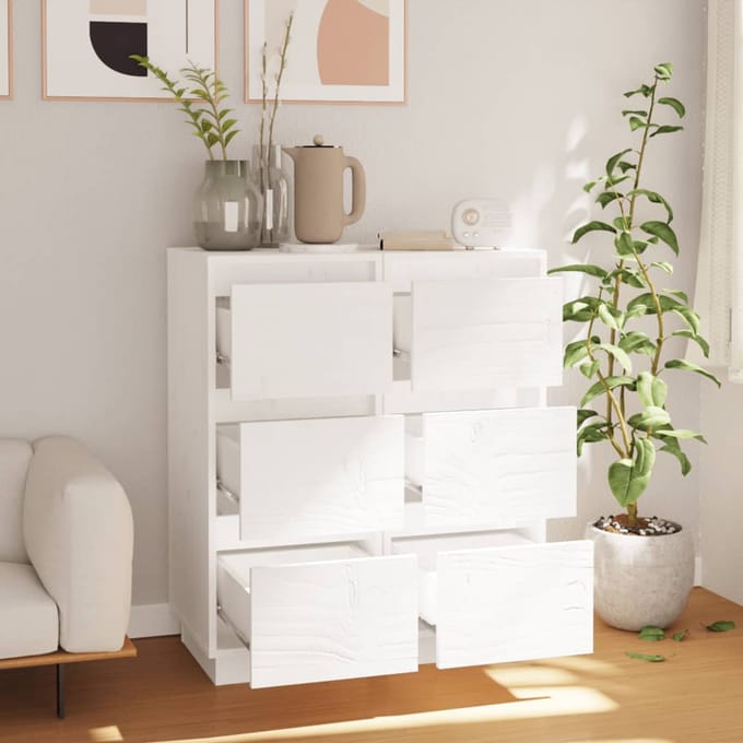 vidaXL - Dressoirs - 2 - st - 32x34x75 - cm - massief - grenenhout - wit