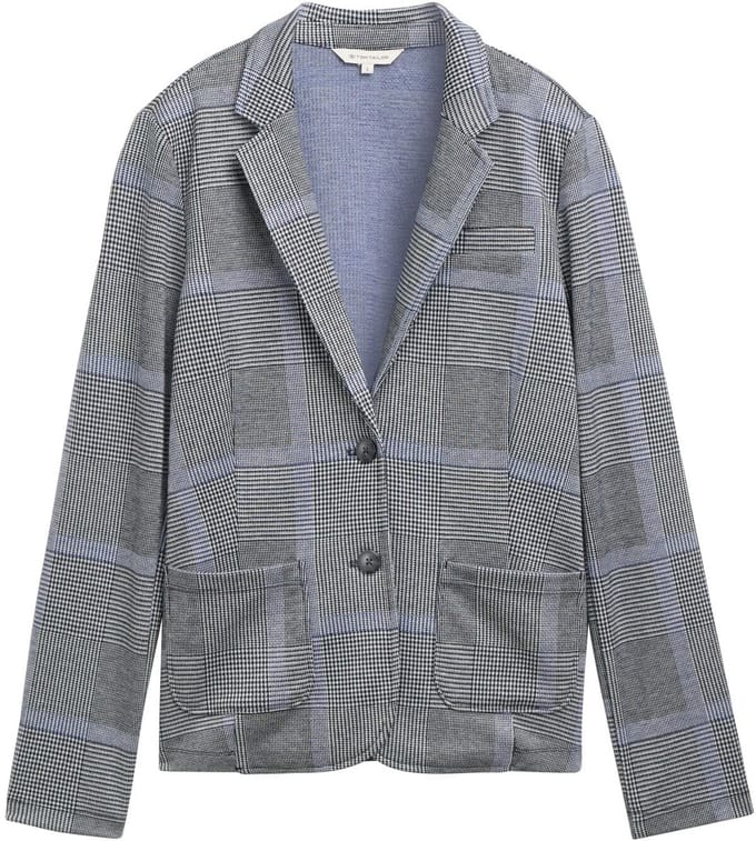 Tom Tailor - Geruite blazer met LENZING™ EcoVero™ - Maat S - navy blue check
