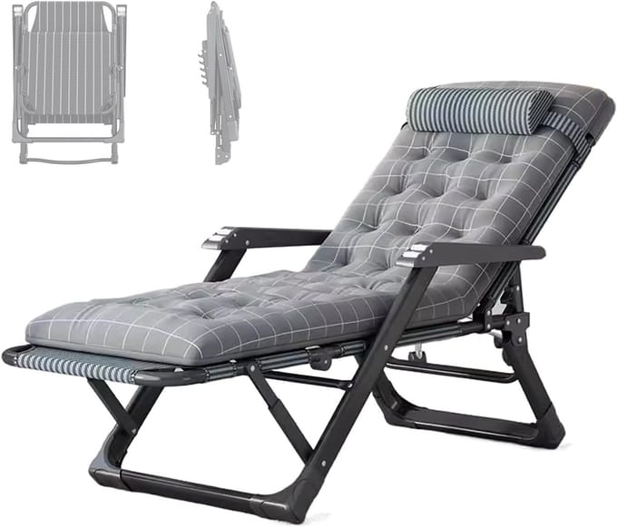 Opklapbed Stoel - Fauteuil Bed - Ontspanning Thuis - 5 Standen Rugleuning - 178 x 52 cm - Grijs