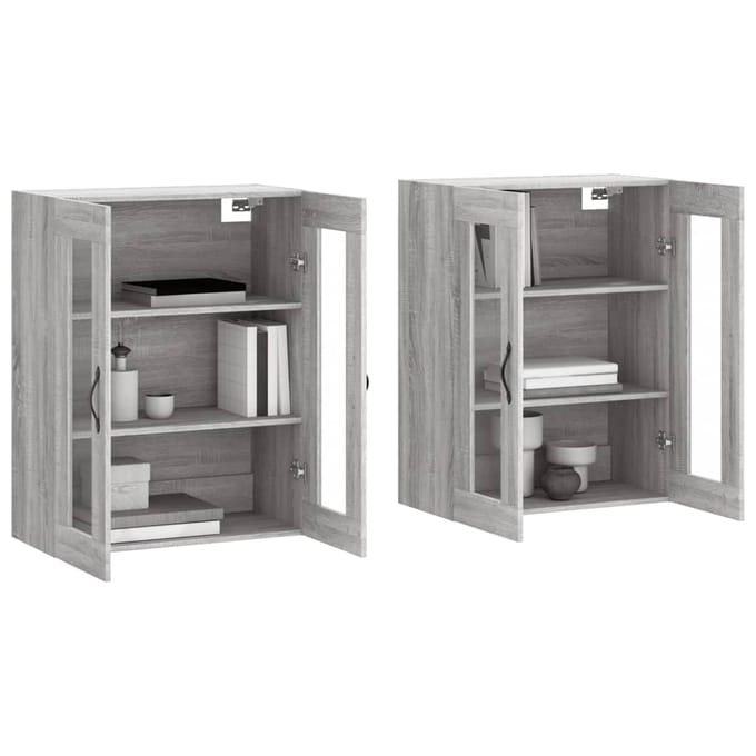 vidaXL - Hangkasten - 2 - st - bewerkt - hout - grijs - sonoma - eikenkleurig