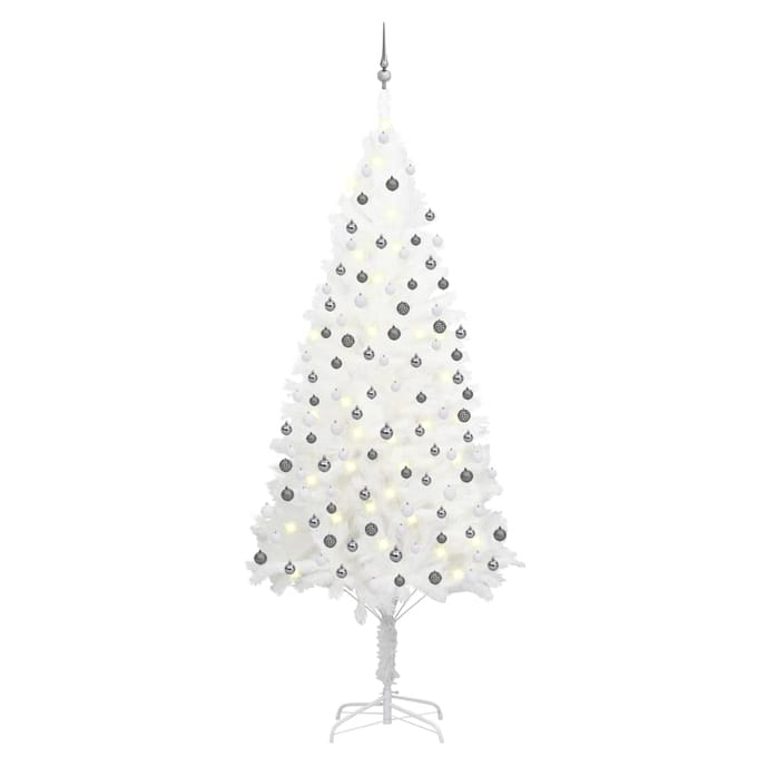 vidaXL Kunstkerstboom met verlichting en kerstballen 240 cm wit