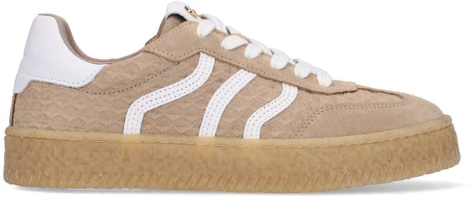No Stress - Dames - Taupe leren sneakers - Maat 42