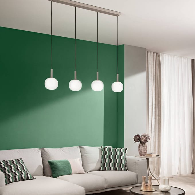 Luce Ambiente Design Hanglamp Eris, lengte 114 cm, bruin/wit, metaal/glas, 4-lamps