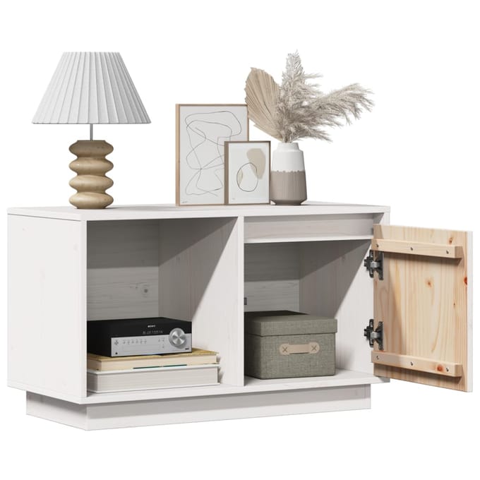 vidaXL - Tv-meubel - 74x35x44 - cm - massief - grenenhout - wit